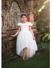 Cold Shoulder Ivory High Low Flower Girl Dress